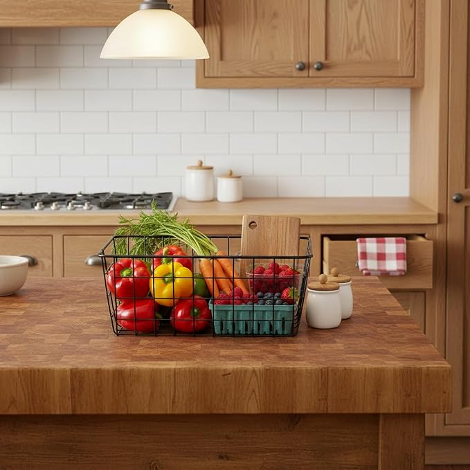 Kitchen Wire Baskets Farmhouse Decor Metal Food Storage Organizer, Household - Image 5