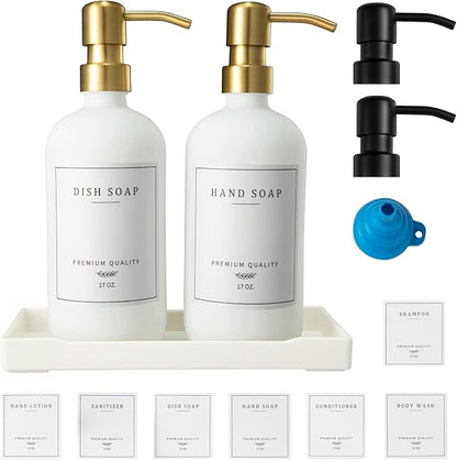 Glass Soap Dispenser for Kitchen, Farmhouse Kitchen Dish Soap Dispenser&Hand by Eggs+sound