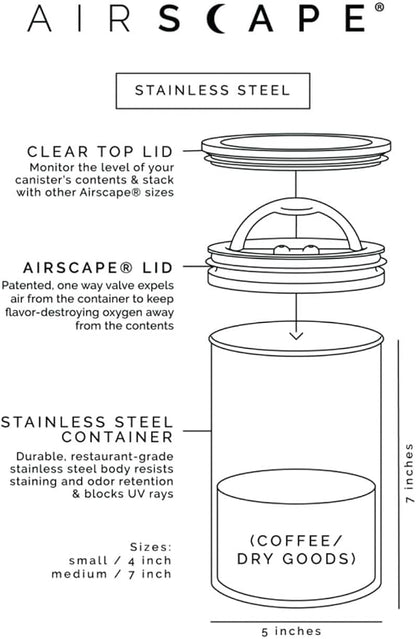 AirScape Planetary Design Stainless Steel Coffee Canister | Food Storage - Image 5