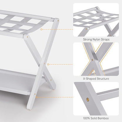 HITNET White Luggage Rack, Folding Suitcase Stand - Image 5