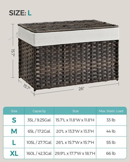SONGMICS Storage Basket with Lid, Woven Blanket Storage Bin with Handles - Image 7