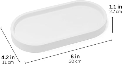 Matte White Round Soap Dispenser Tray, 8” Soap and Lotion Bottle Tray Organizer - Image 5