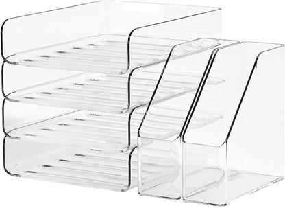 4-Tier Brown Acrylic Paper Tray Organizer by Unknown