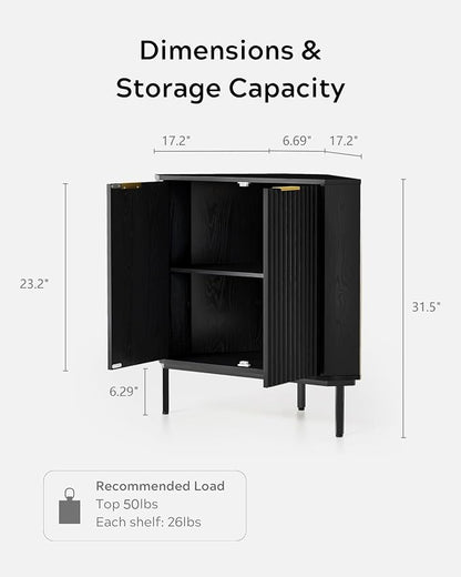 Fluted Corner Cabinet, Modern Small Corner Floor Cabinet - Image 2
