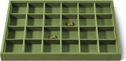 Velvet Stackable Jewelry Display Tray, 24 Grid Earring Ring Storage Tray by Dansmiy