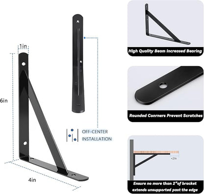 10 Pack L 6" x H 4" Heavy Duty Shelf Brackets - Image 2