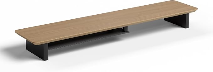 White Oak Dual‑Tier Ergonomic Desk Setup – Modern Wooden Monitor Stand & - Image 8