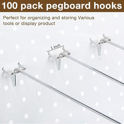 Funrous 100 Pack Peg Board Hooks Stainless Steel Pegboard Hooks Shelving - Image 4