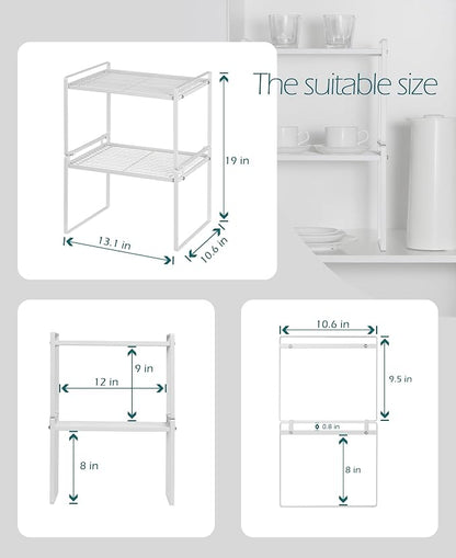 2Pack Kitchen Cabinet Shelf Counter Organizer Rack Pantry Storage Bathroom - Image 3