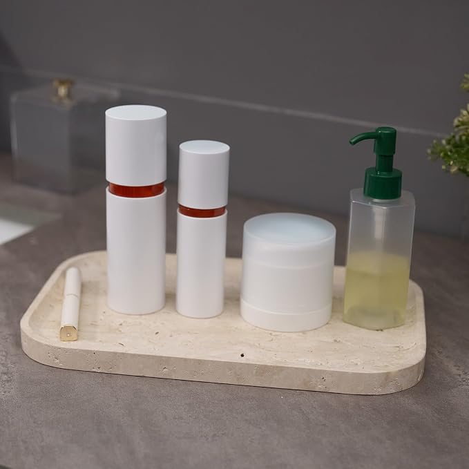 ‌VEROBELL Travertine Bathroom Vanity Tray | Natural Stone Storage Organizer | - Image 6