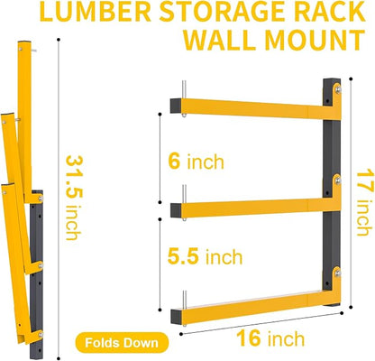 2 PACK Lumber Storage Rack Wall Mount Wood Organizer Storage Racks Heavy Duty - Image 2