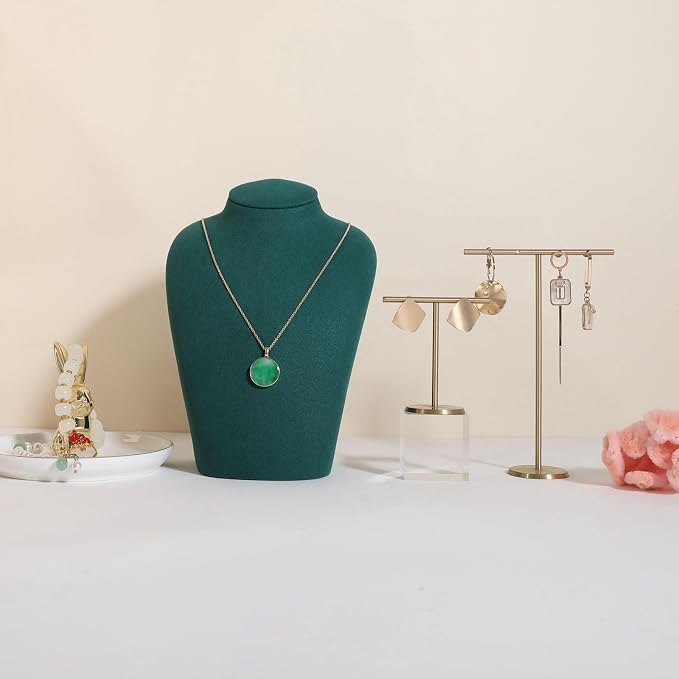 GemeShou Green necklace hanger jewelry organizer, Velvet jewelry stand necklace - Image 9