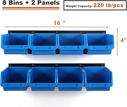 Wallmaster 8-Bin Storage Bins Garage Rack System 2-Tier Orange Tool Organizers - Image 3