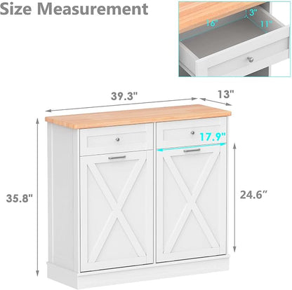 Betterhood Double Tilt Out Trash Cabinet Can Bin Kitchen 20 Gallon Wooden Free - Image 2