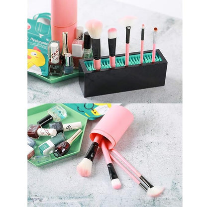 Makeup Brushes Holder Organizer, Silicone Vanity Air Drying Rack Display Storage - Image 5