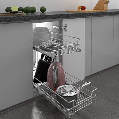 2 Tier Pull Out Cabinet Organizer 11" W X 22" D, Slide Out Drawers - Image 8