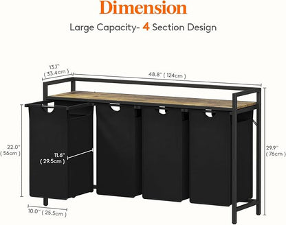 Lifewit Laundry Hamper 4 Section, 168L Pull out Laundry Clothes Basket Organizer - Image 3