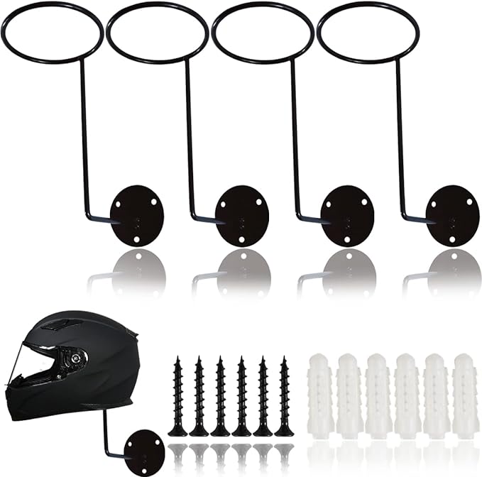 TIHOOD 4PCS Helmet Holder, Metal Stand Wall Mounted Hanger Rack by Tihood