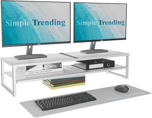Simple Trending 2 Tier Metal Dual Monitor Stand Riser, Computer Office Desktop by SimpleTrending
