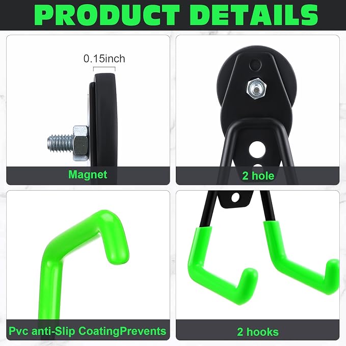 Landhoow Large Magnetic Hooks Heavy Duty Garage Magnet Hooks Strong Storage - Image 4