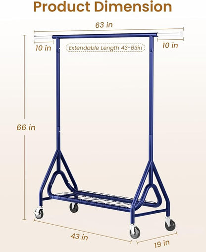 Heavy Duty Clothing Rack, Metal Clothes Rack Load 450 LBS, Rolling Coat Racks - Image 7