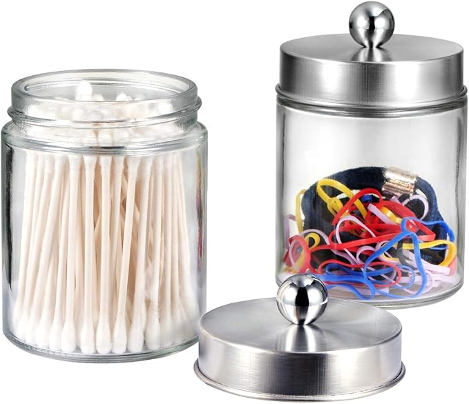 Amolliar Apothecary Jars Bathroom Vanity Organizer -Countertop Canister Jar - Image 2