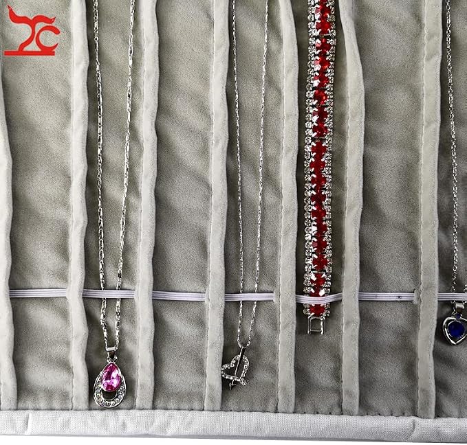 Portable Jewelry Roll Untangled Secure Necklace Travel Storage Bag Displays - Image 4