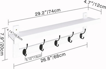 SMIBUY Coat Hooks with Shelf Wall-Mounted, 29.2 Inch Entryway Coat Rack - Image 5