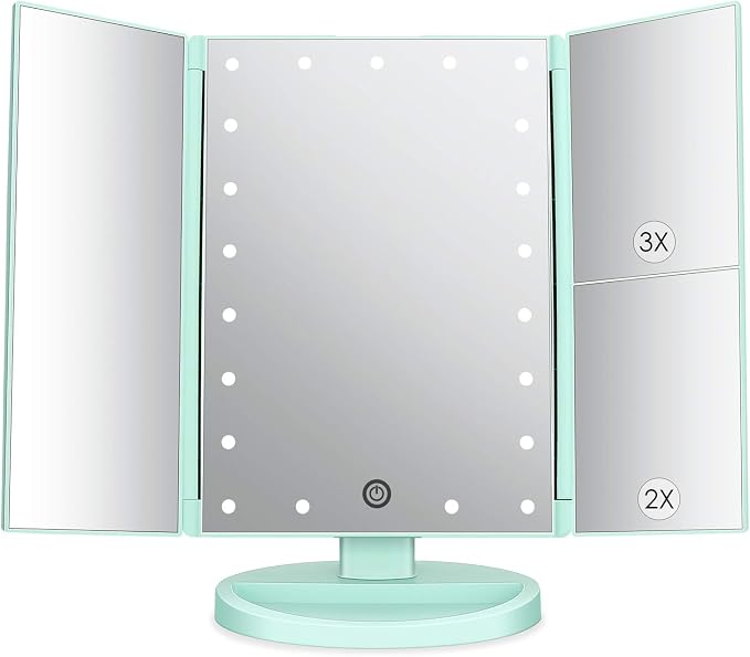 deweisn Tri-Fold Lighted Vanity Tabletop Mount Mirror by deweisn
