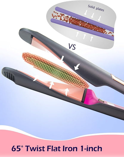 ANGENIL Pro Twist Ceramic Flat Iron 1 Inch, Dual Voltage Hair Straightener and - Image 2