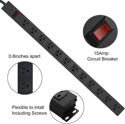 HHSOET Aluminum Wall Mount Power Strip - Image 3
