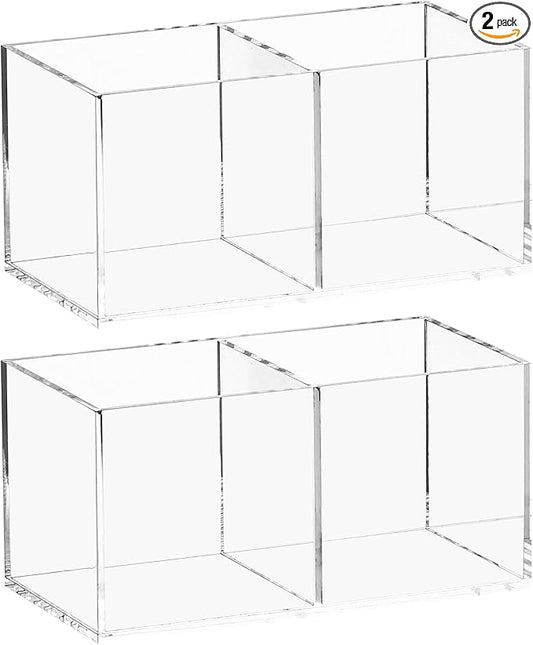 Acrylic Drawer Organizer, Dedoot Clear 2 Compartment 2 Section Makeup Organizer by dedoot