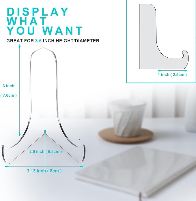 Boloyo 60-Degree Angle Acrylic Plate Display Stand, 3 Inch 5PC Clear Acrylic - Image 2