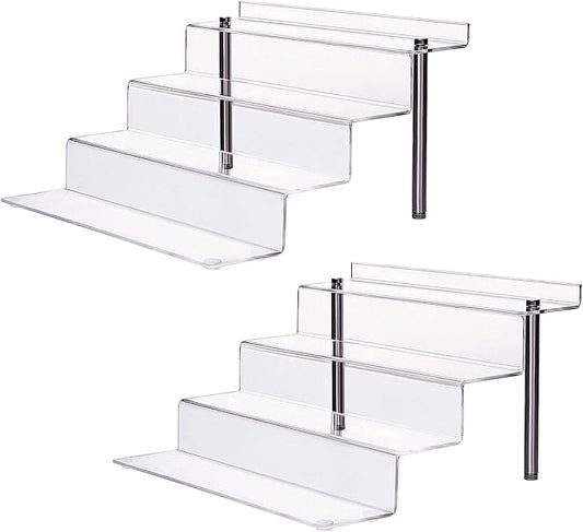 Acrylic Riser Shelf 4 Tier Clear Display Stand by CECOLIC