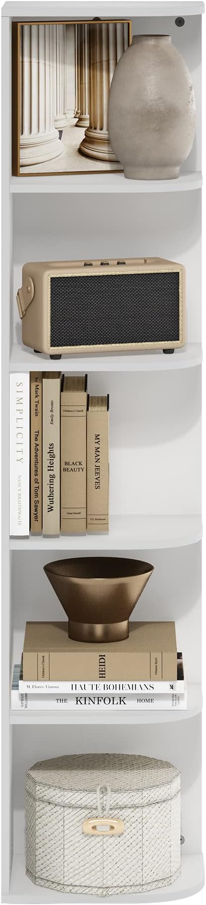 Furinno PASIR Book Shelf, 5-Tier Corner Bookshelf, Open Shelves Bookcase 9.3 x - Image 5