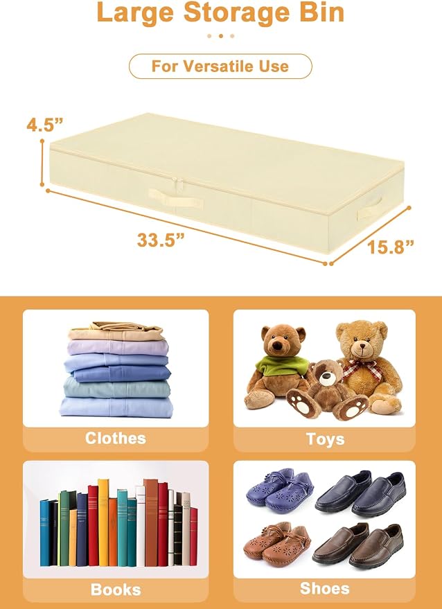 punemi 4.5 Inch Tall Low Profile Under Bed Storage Containers Bins, Under Couch - Image 4