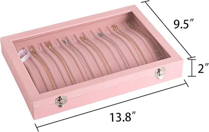 Frebeauty 15 Hooks Necklace Tray Velvet Neckalce Organizer - Image 2