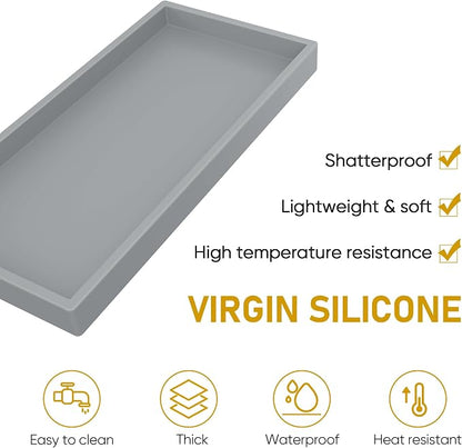 Bathroom Counter Tray, EG-SIPRO High-Grade Thickened Silicone Bathroom Vanity - Image 3