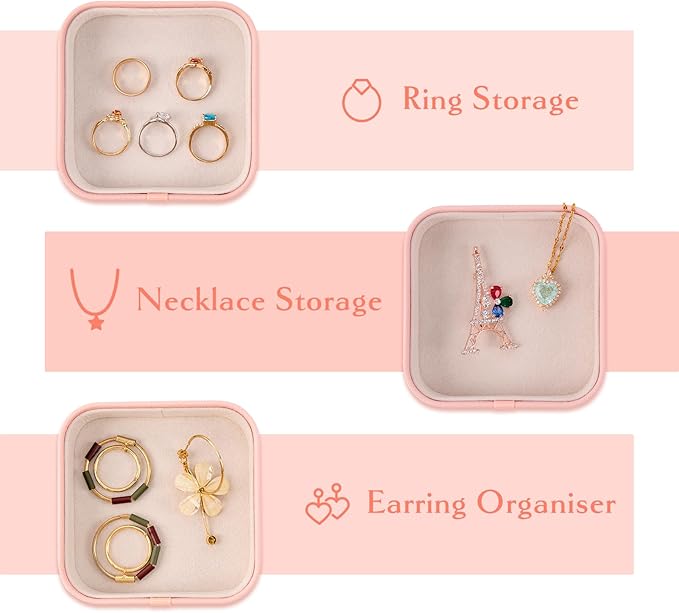 SANQIANWAN Set of 3 Small Stackable Jewelry Organizer Trays Mini Jewelry Drawer - Image 3