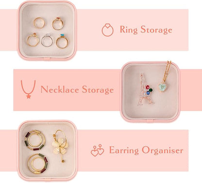 SANQIANWAN Set of 3 Small Stackable Jewelry Organizer Trays Mini Jewelry Drawer - Image 3