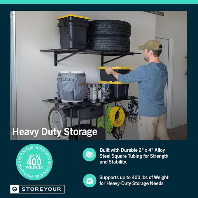 StoreYourBoard Heavy Duty Garage Shelf Wall Mount 2ft x 4ft – Wall-Mounted - Image 4