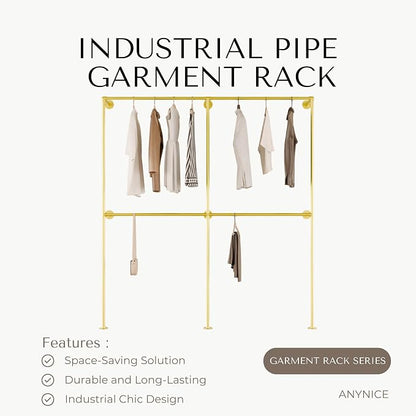Industrial Pipe Clothing Rack, Heavy Duty Wall Mounted Clothes Rack, Retail - Image 2