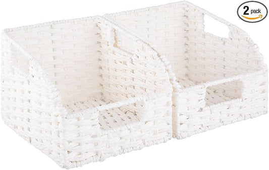OIAHOMY Pantry Baskets for Organizing, Paper Rope Baskets by MasterofSpaceOptimization