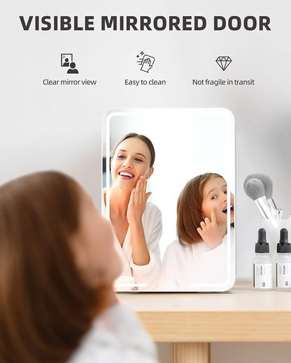 12L Skincare Fridge with Mirror & LED Lighting, 3-Mode Dimmable, Cooler & Warmer - Image 9