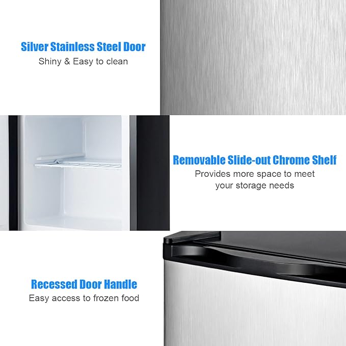 KOTEK 1.1 cu.ft. Compact Upright Freezer, Mini Freezer w/Reversible Stainless - Image 7