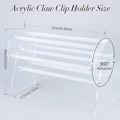 SNOWSTAR Acrylic Claw Clip Organizer Holder, 360-Degree Rotating Claw Clip - Image 2