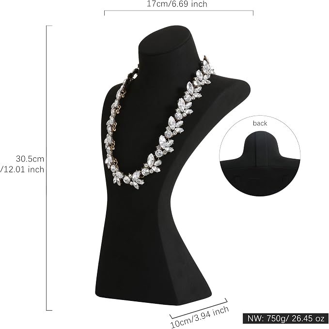 GemeShou Black necklace storage hanger stand jewelry organizer, Velvet jewelry - Image 5