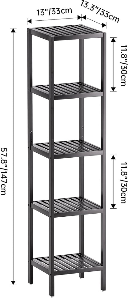 SMIBUY Bathroom Storage Shelf, 5-Tier Bamboo Rack Organizer - Image 3