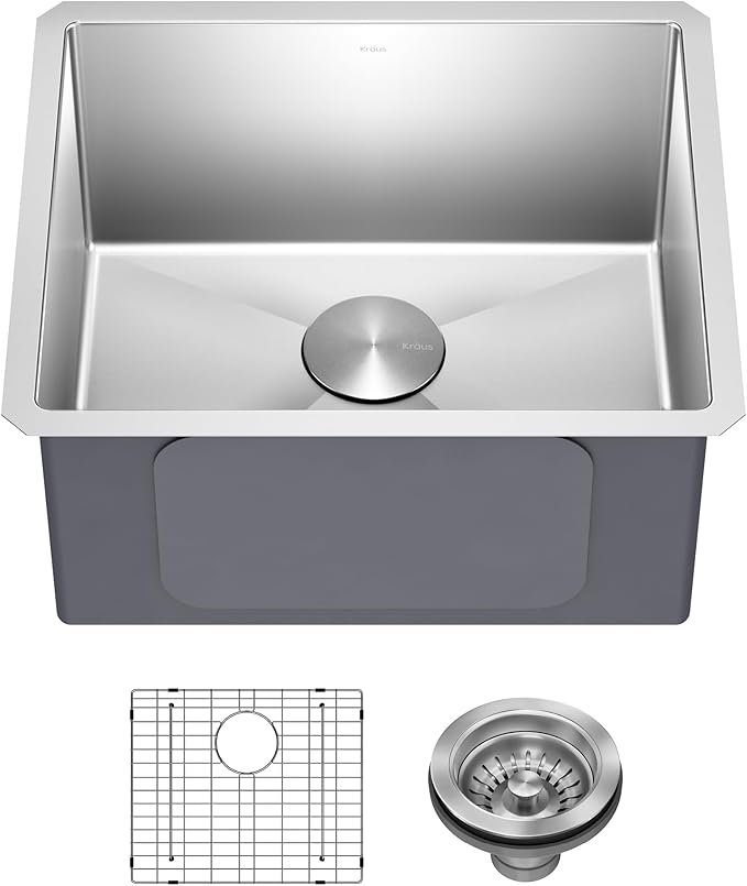 Kraus KHU101-21 Standart PRO 16 Gauge Undermount Single Bowl Set, 21 Inch by KRAUS