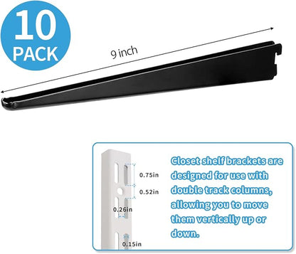 10 Pack 9‑Inch Adjustable Wire Shelf Brackets – Heavy‑Duty Double‑Track Closet - Image 2